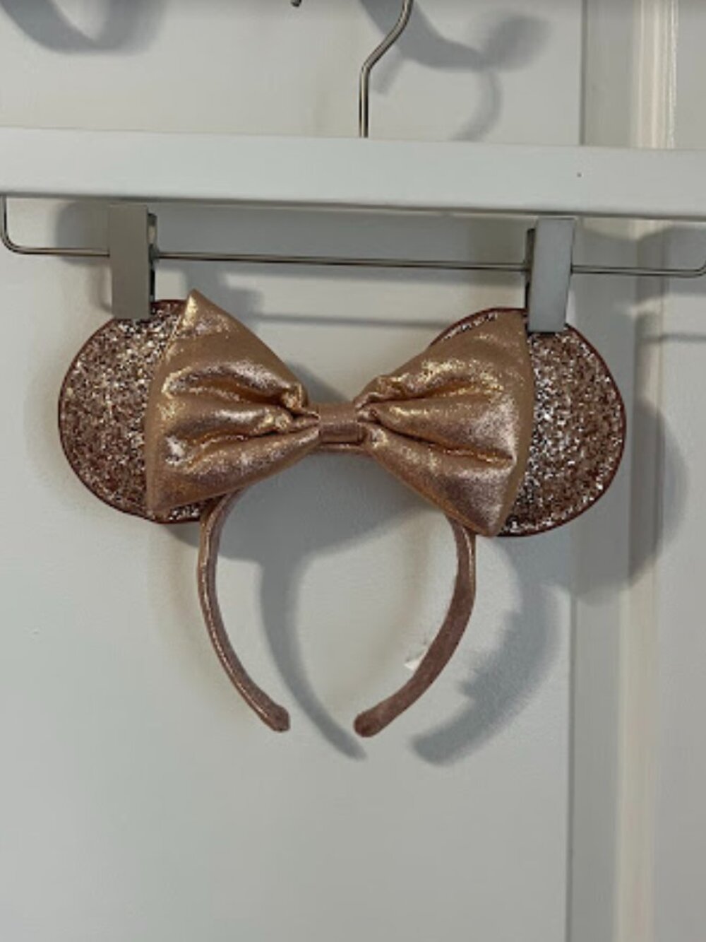 Official Disney Park Minnie Mouse Bow Ears Headband, Rose Gold - One Size